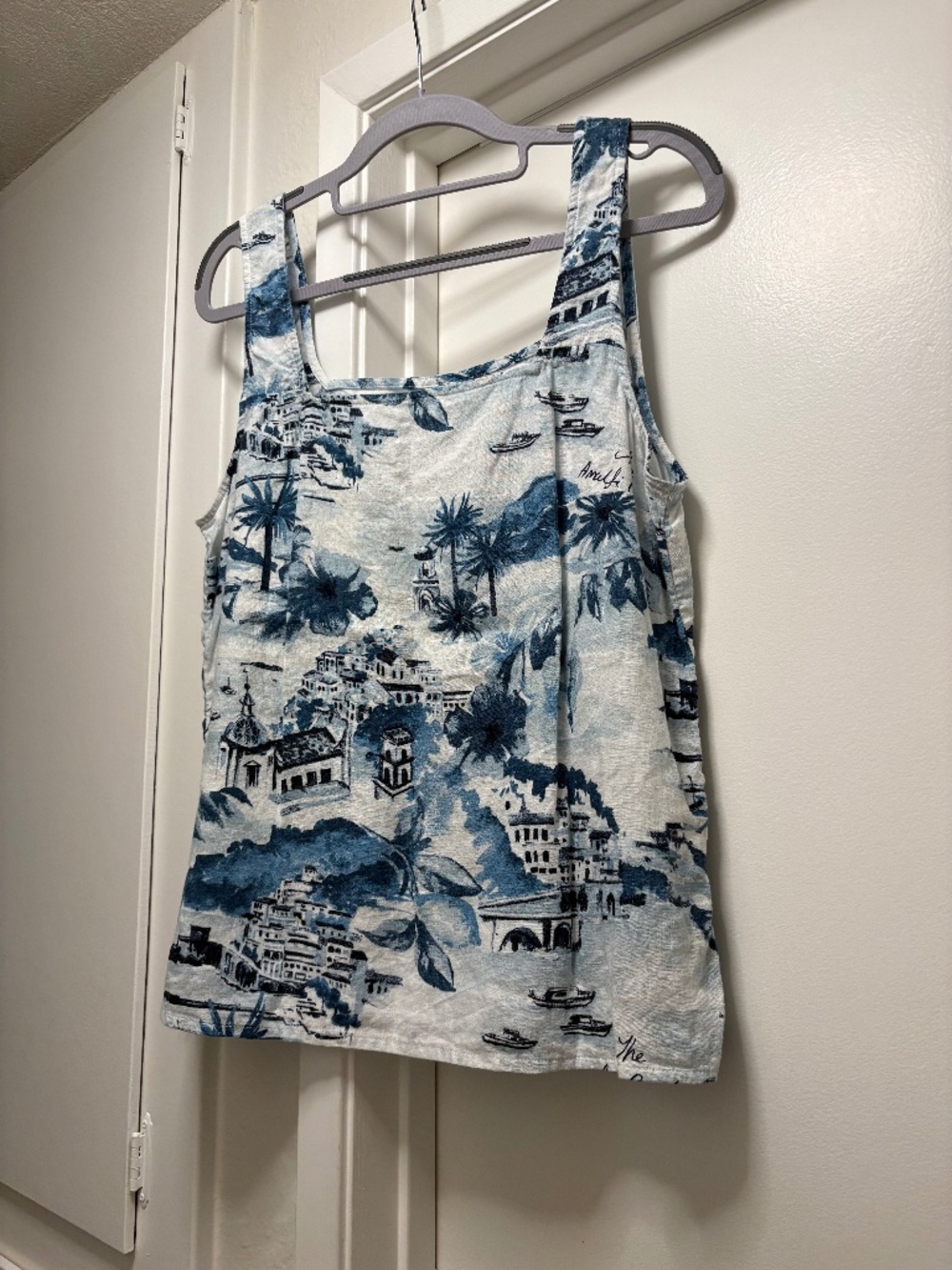 Cynthia Rowley linen blend Italian themed tank top - size medium